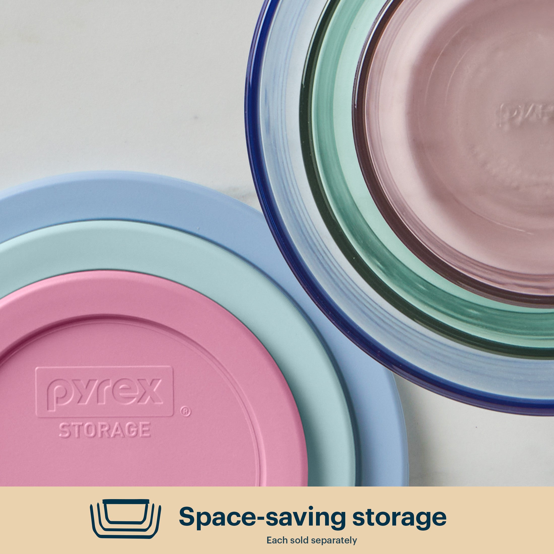 Pyrex® Simply Store® Tinted Glass 7-cup Round Storage Container with Lid. Pink - Image 5