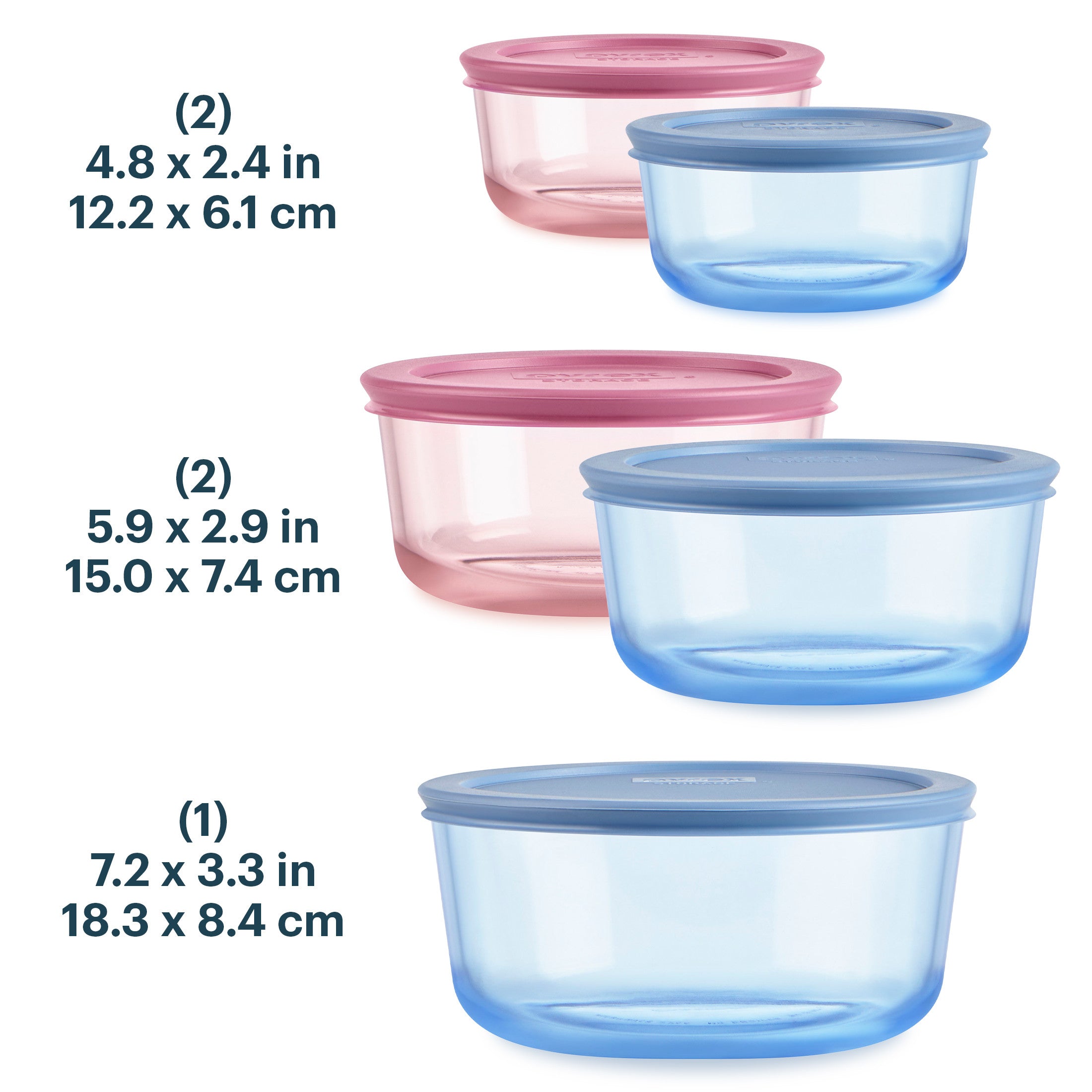 Pyrex® Simply Store® Tinted Glass Round Storage Containers. 10-pc Set. Mixed Colors - Image 3