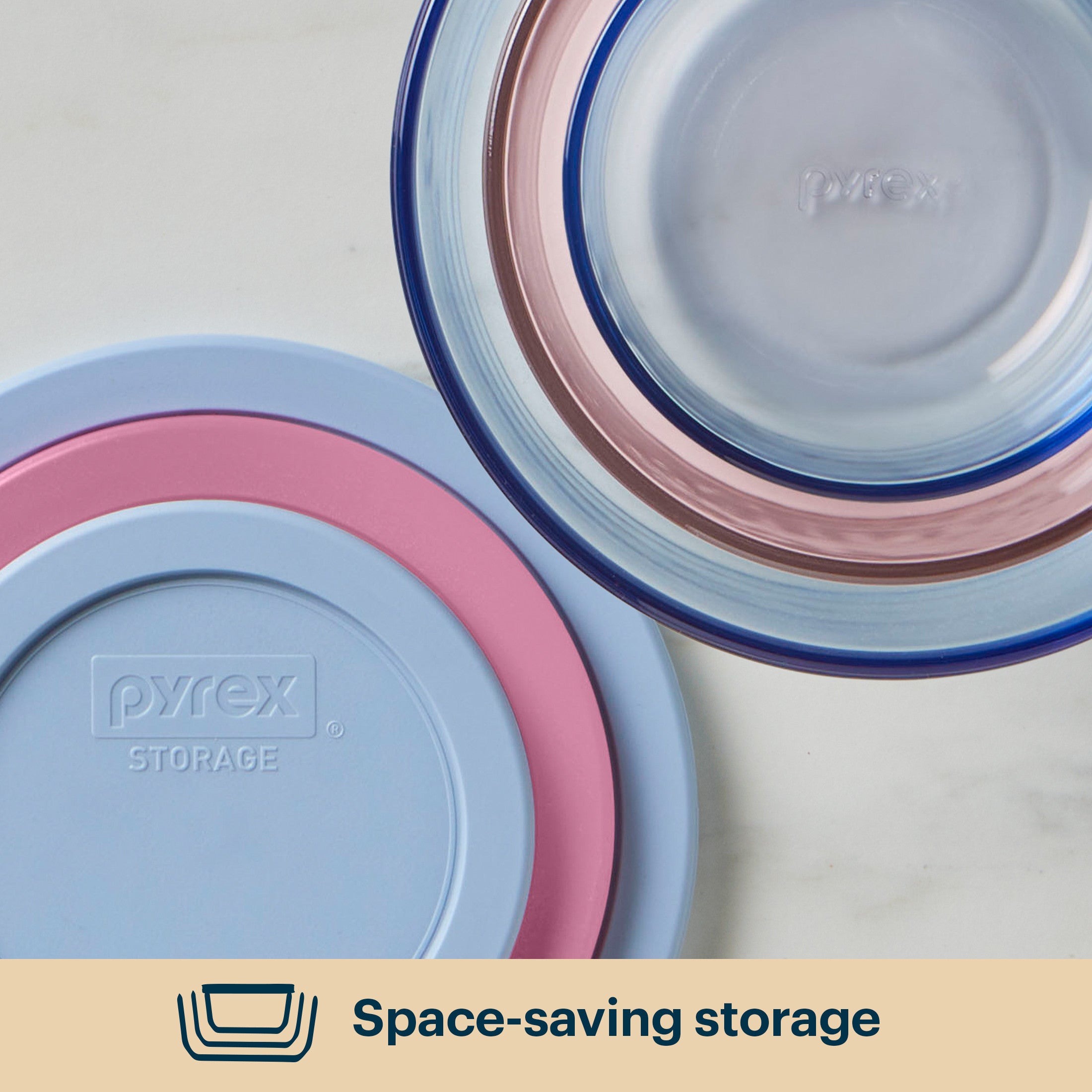Pyrex® Simply Store® Tinted Glass Round Storage Containers. 10-pc Set. Mixed Colors - Image 5