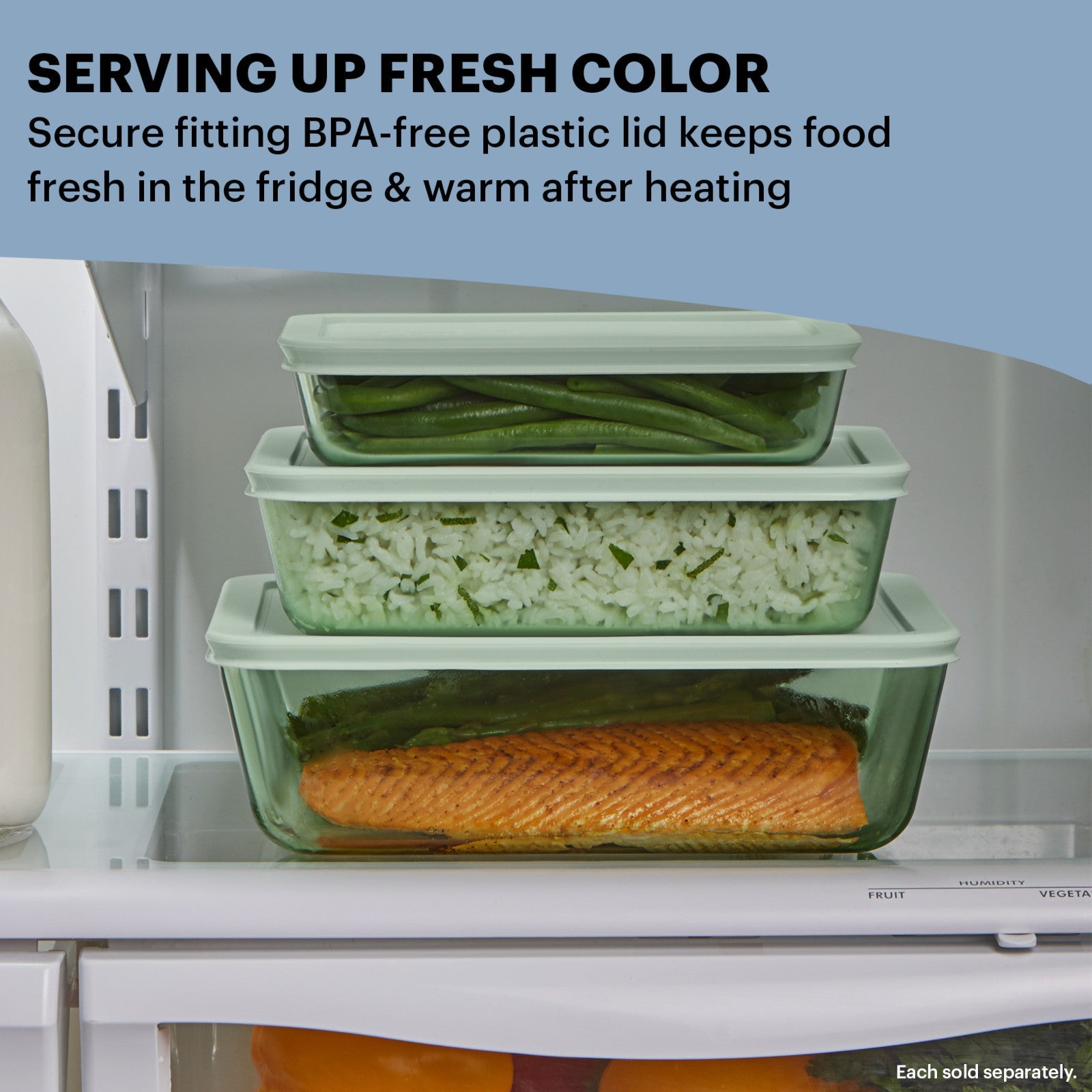 Pyrex? Simply Store? Tinted 3-cup Rectangle Storage with Green Plastic Lid - Image 3