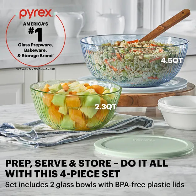 Pyrex? Colors Sculpted Tinted 4-piece Mixing Bowl Set - Image 2