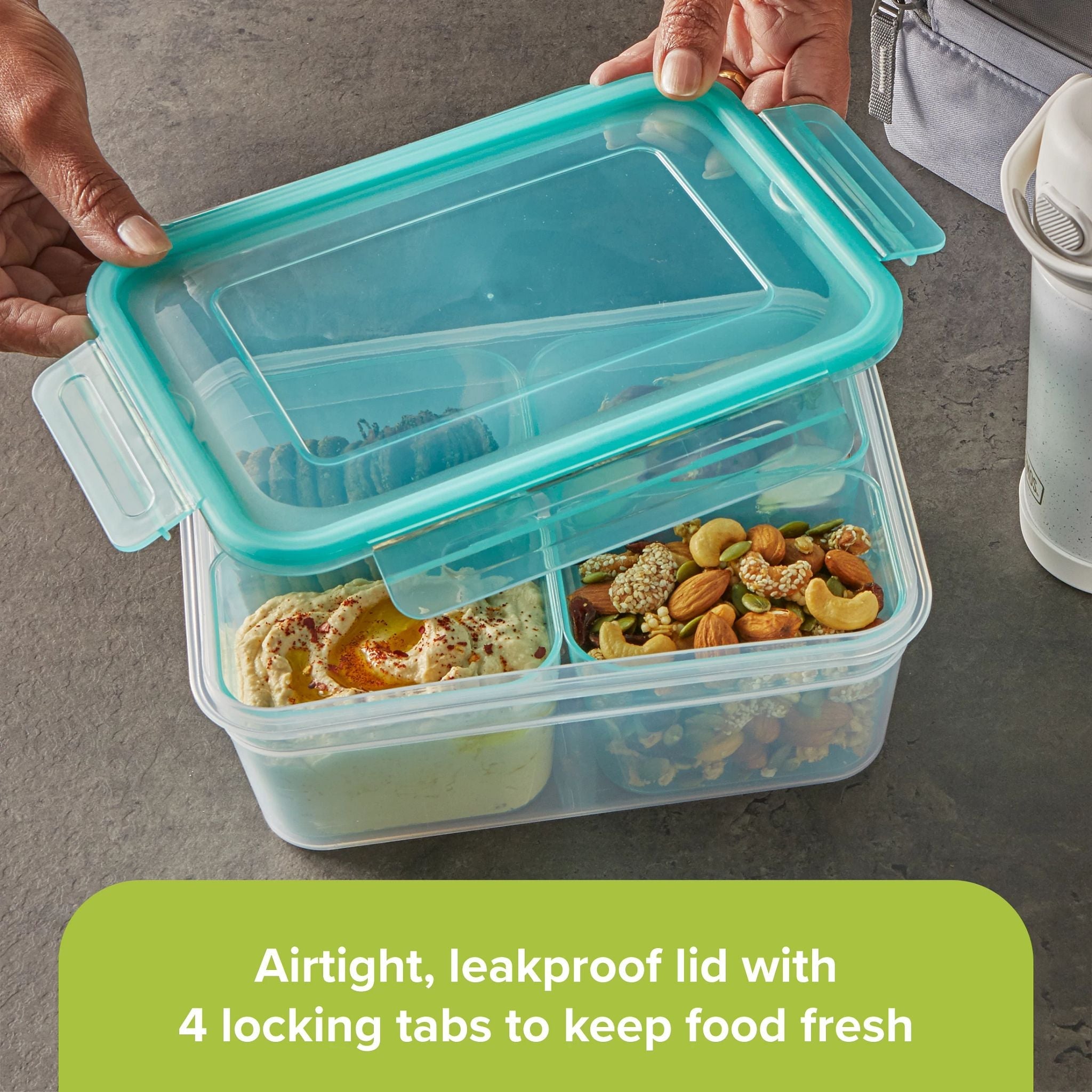 Snapware® Meal Prep Divided: 8.5-cup Rectangle Storage Container. 4-Section - Image 4