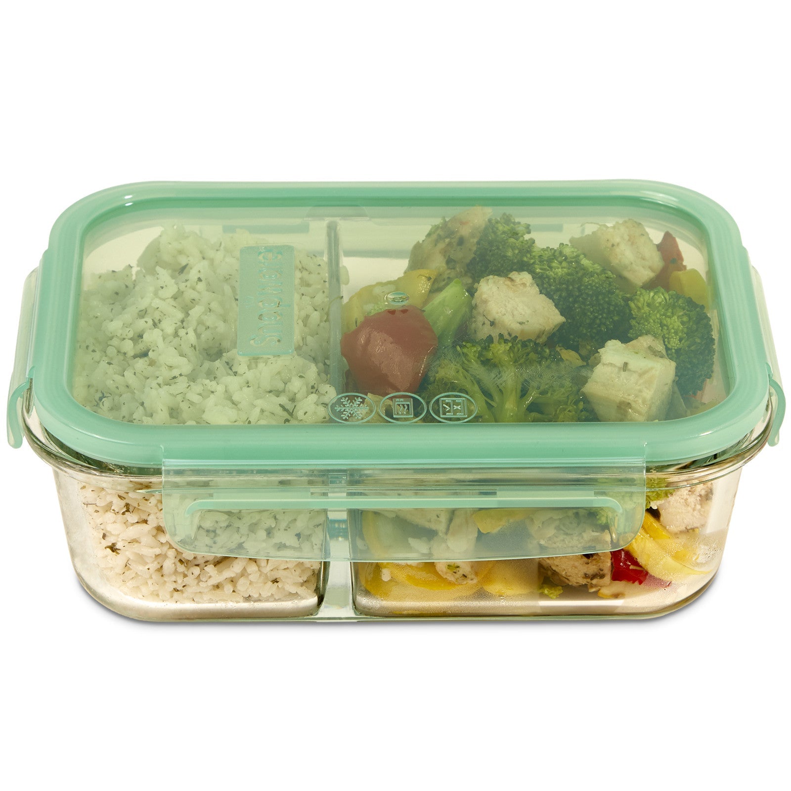Snapware? MealBox? 4-cup Divided Glass Storage Container with Lid