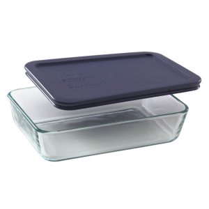 Pyrex? Simply Store? 3-cup Rectangular Glass Food Storage Container with Blue Lid